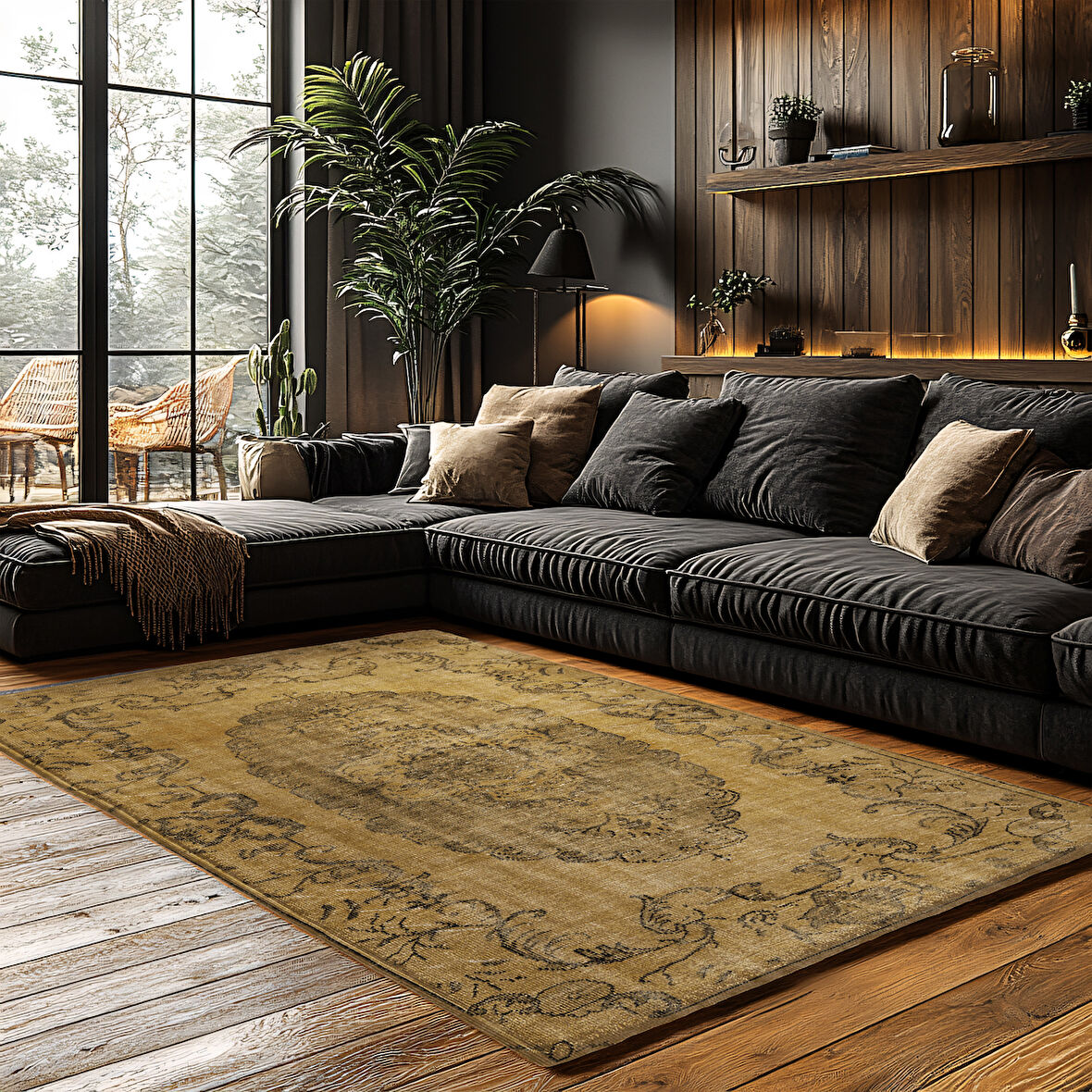 Kaymaz Taban Trend Vintage Yıkanabilir Dijital Baskı Halı