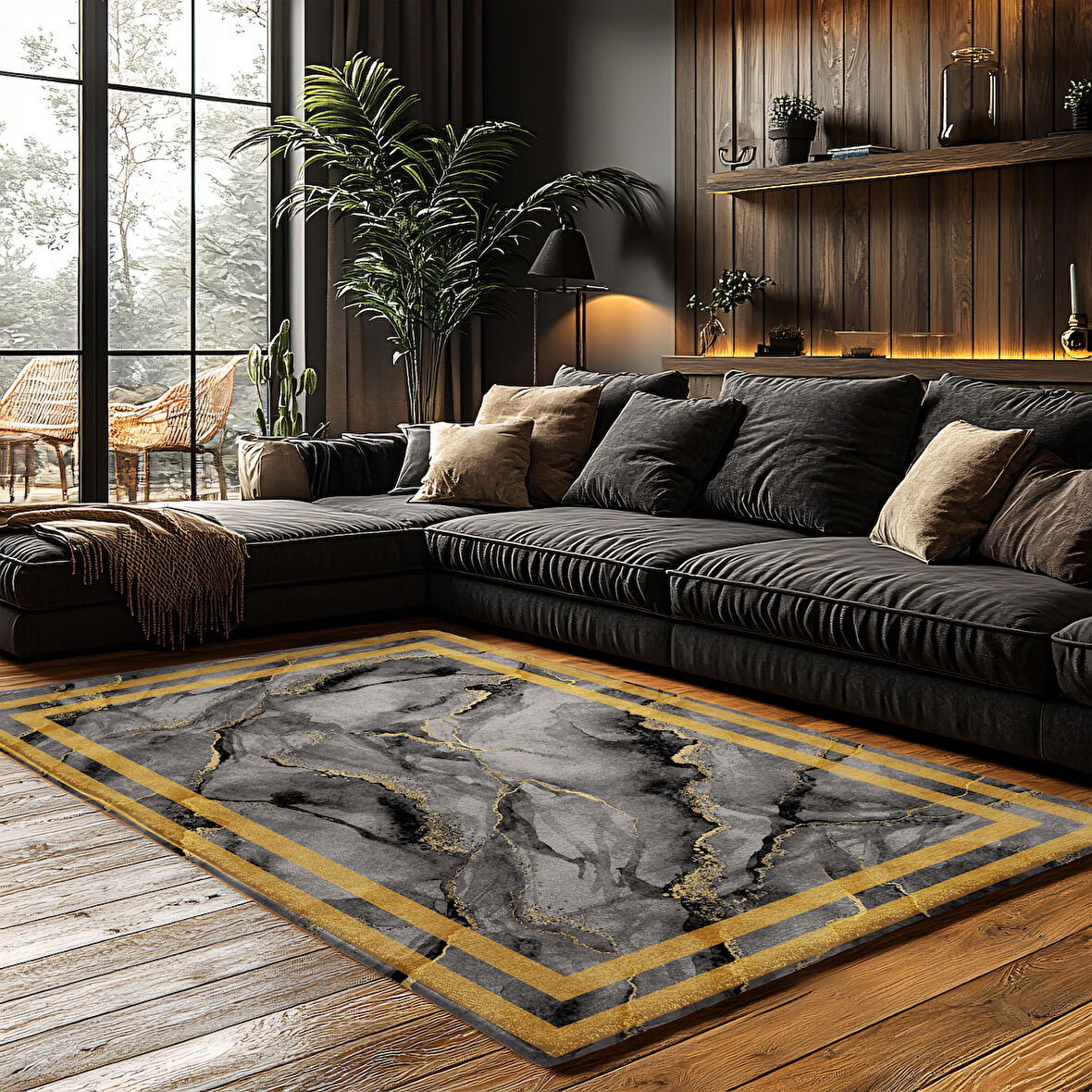 Kaymaz Taban Trend Vintage Yıkanabilir Dijital Baskı Halı