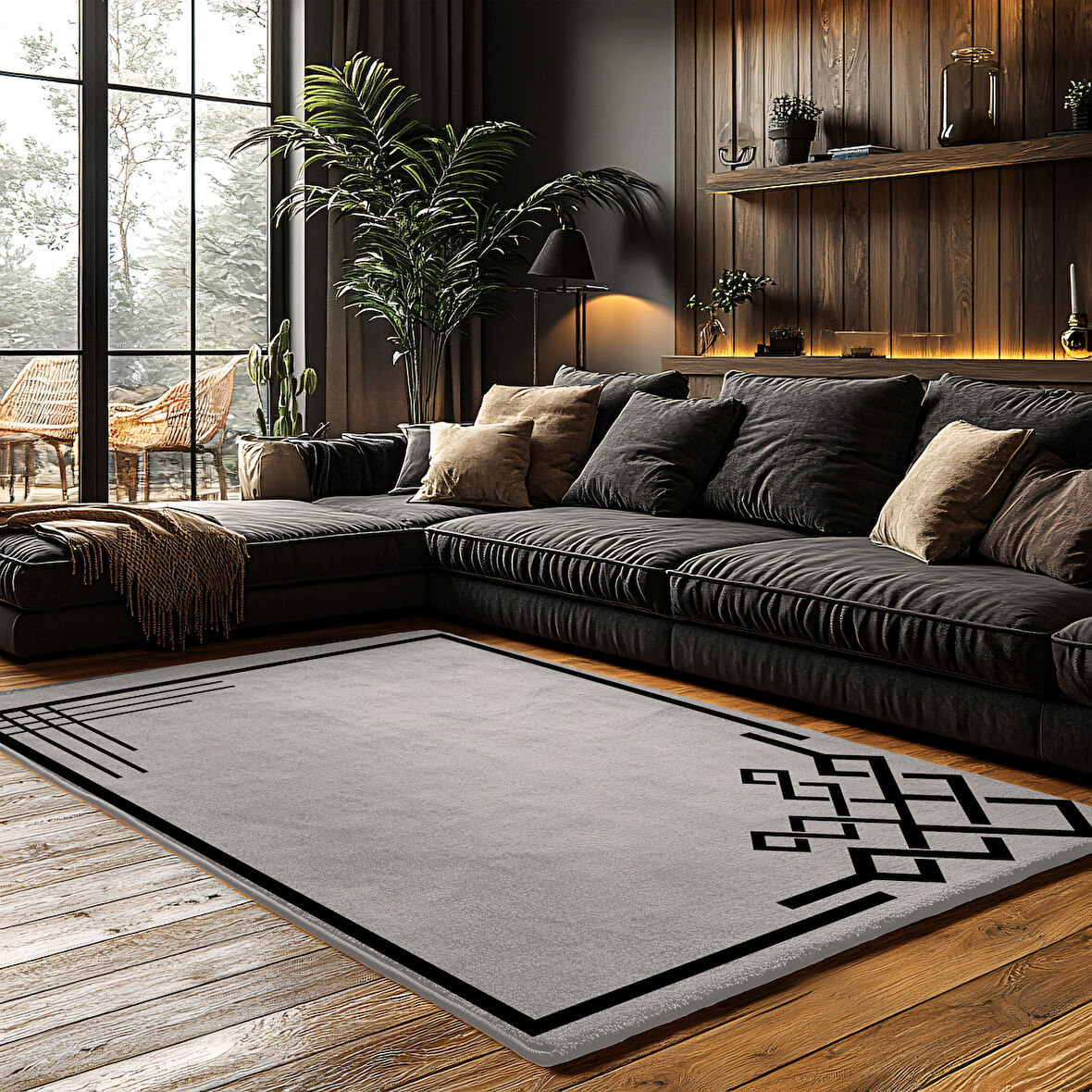 Kaymaz Taban Trend Vintage Yıkanabilir Dijital Baskı Halı