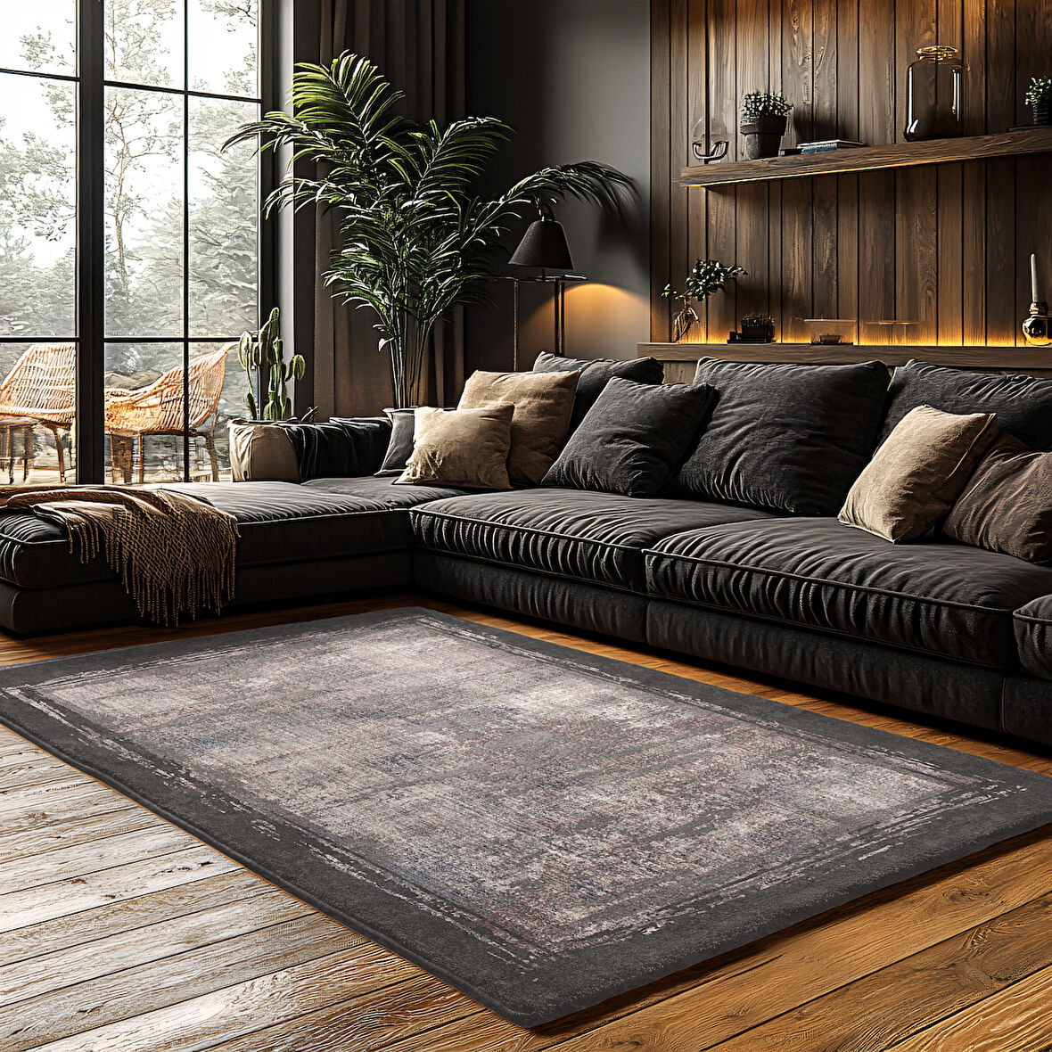 Kaymaz Taban Trend Vintage Yıkanabilir Dijital Baskı Halı