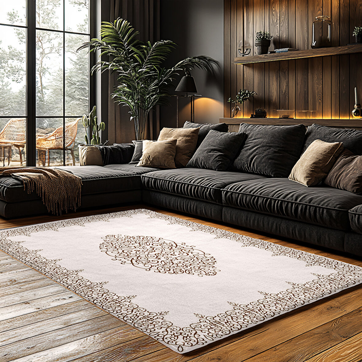 Kaymaz Taban Trend Vintage Yıkanabilir Dijital Baskı Halı