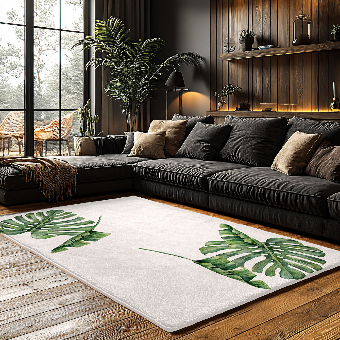 Kaymaz Taban Trend Vintage Yıkanabilir Dijital Baskı Halı