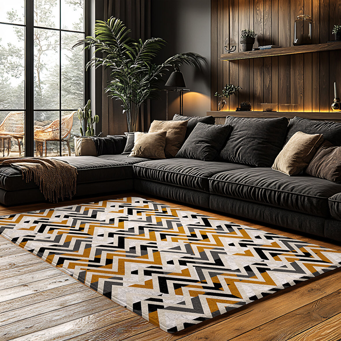 Kaymaz Taban Trend Vintage Yıkanabilir Dijital Baskı Halı