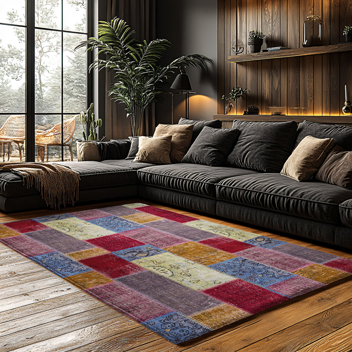 Kaymaz Taban Trend Vintage Yıkanabilir Dijital Baskı Halı