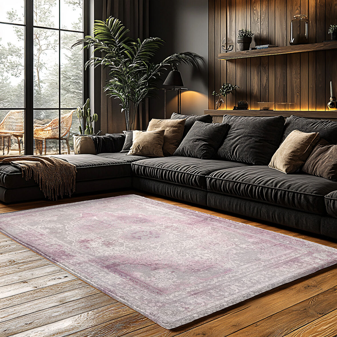 Kaymaz Taban Trend Vintage Yıkanabilir Dijital Baskı Halı