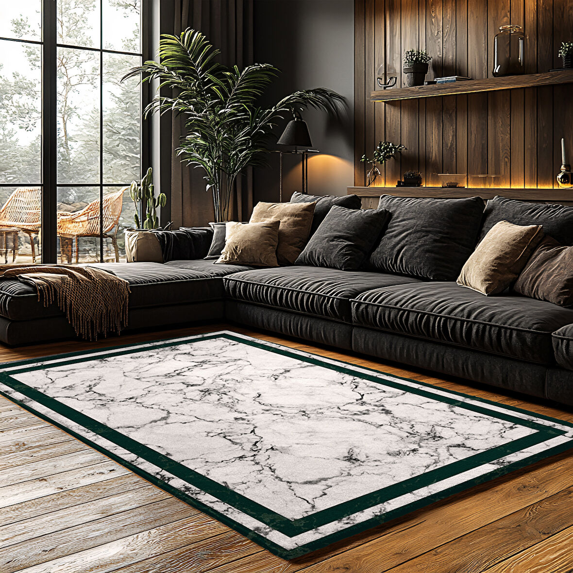 Kaymaz Taban Trend Vintage Yıkanabilir Dijital Baskı Halı