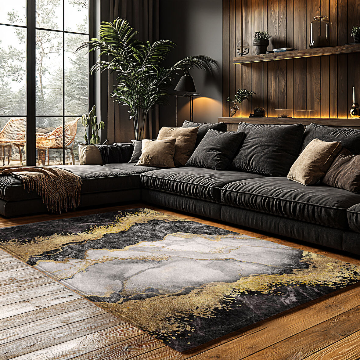 Kaymaz Taban Trend Vintage Yıkanabilir Dijital Baskı Halı