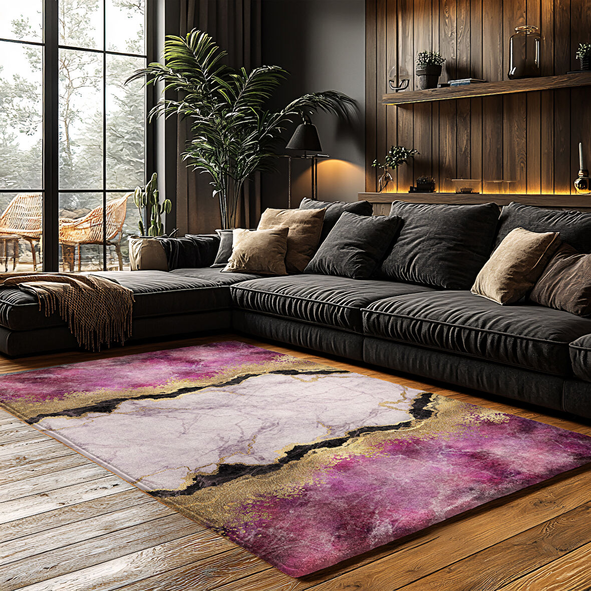 Kaymaz Taban Trend Vintage Yıkanabilir Dijital Baskı Halı