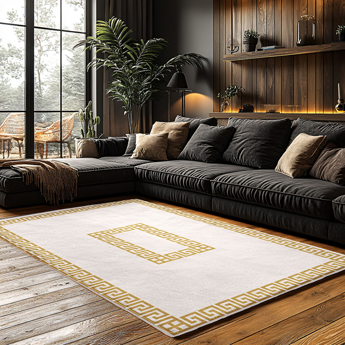 Kaymaz Taban Trend Vintage Yıkanabilir Dijital Baskı Halı