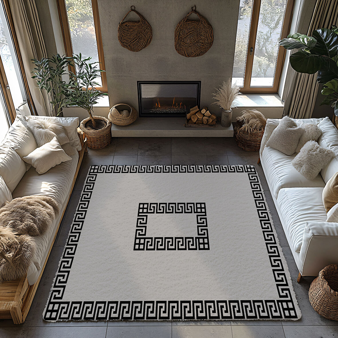 Kaymaz Taban Trend Vintage Yıkanabilir Dijital Baskı Halı