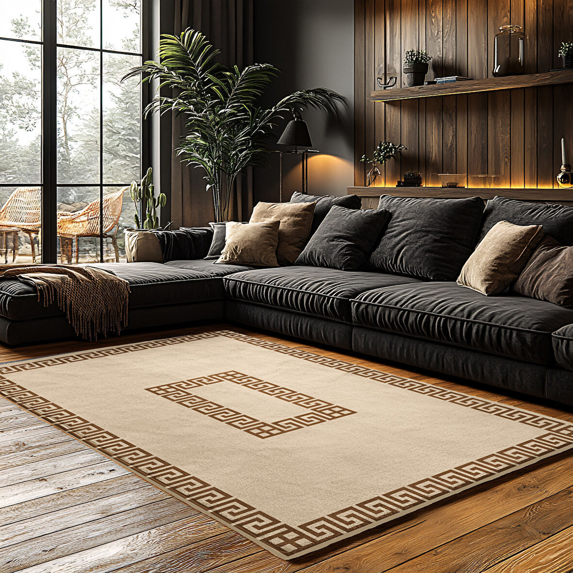 Kaymaz Taban Trend Vintage Yıkanabilir Dijital Baskı Halı
