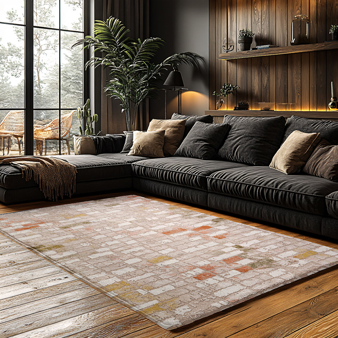 Kaymaz Taban Trend Vintage Yıkanabilir Dijital Baskı Halı