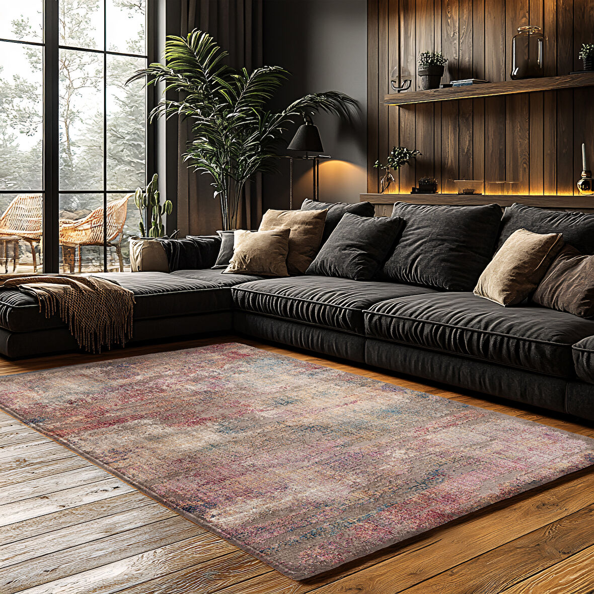 Kaymaz Taban Trend Vintage Yıkanabilir Dijital Baskı Halı