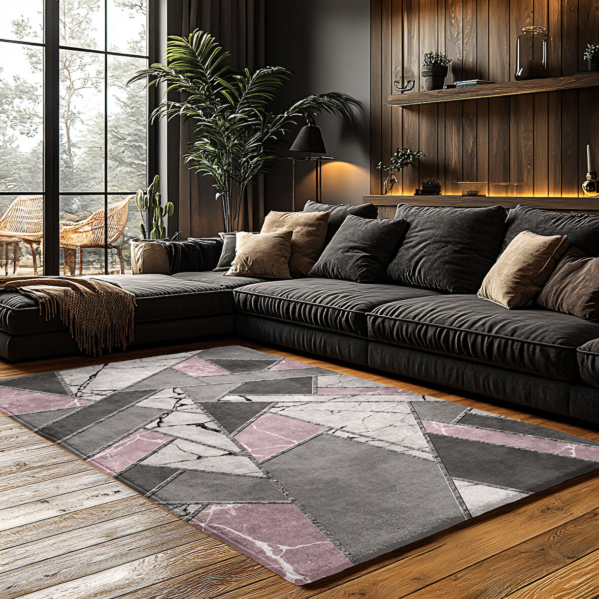 Kaymaz Taban Trend Vintage Yıkanabilir Dijital Baskı Halı