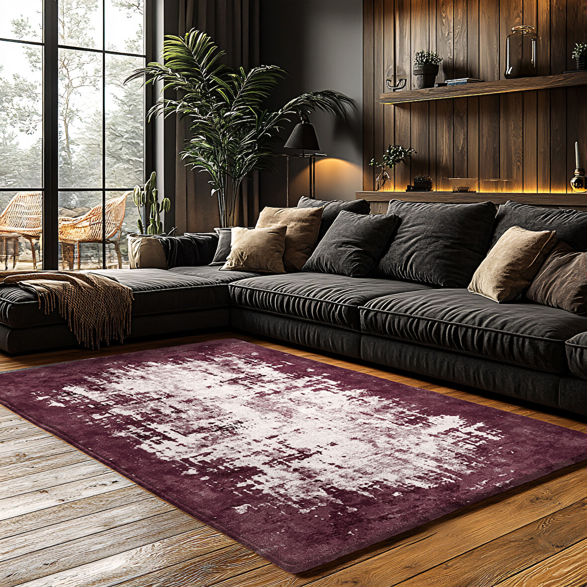 Kaymaz Taban Trend Vintage Yıkanabilir Dijital Baskı Halı