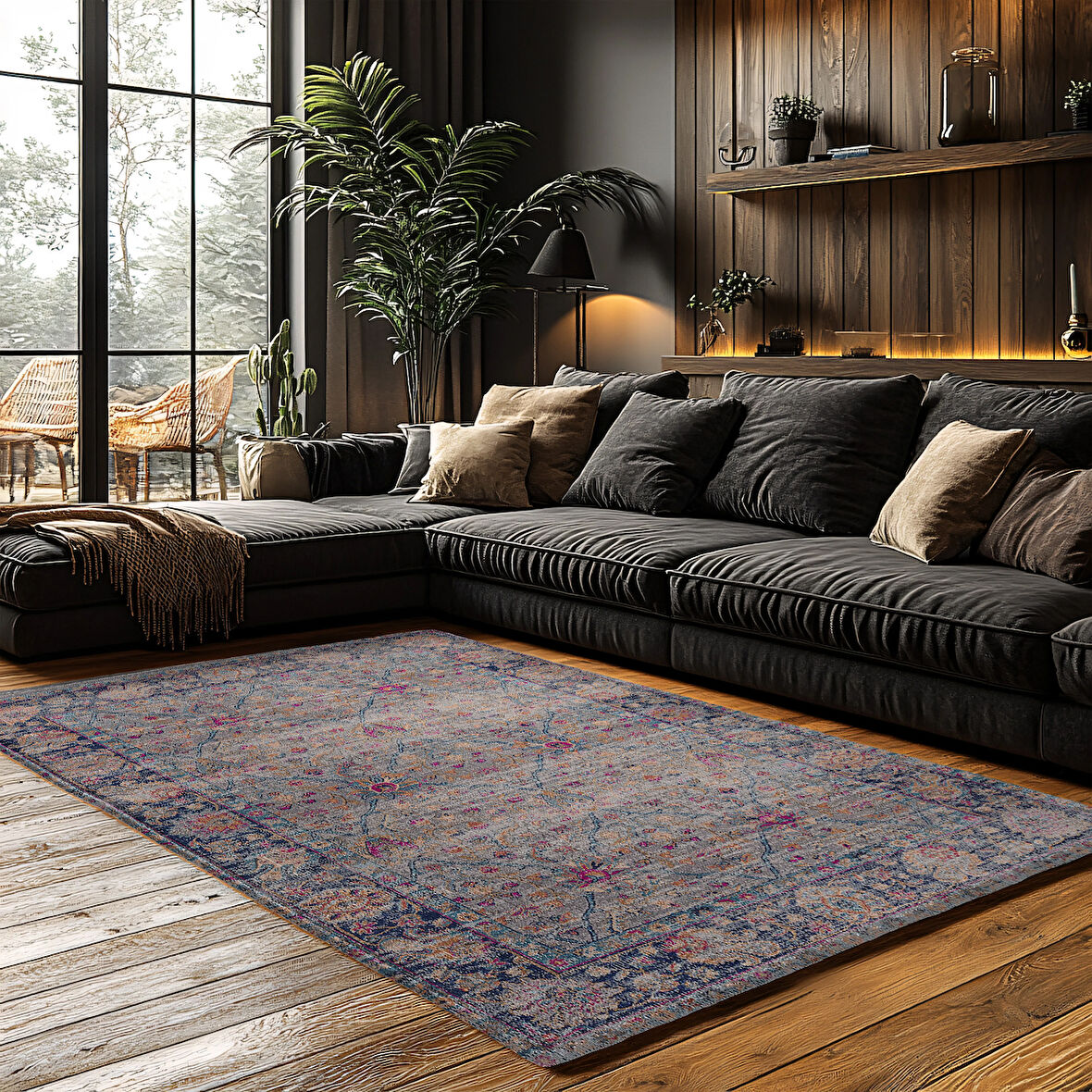 Kaymaz Taban Trend Vintage Yıkanabilir Dijital Baskı Halı