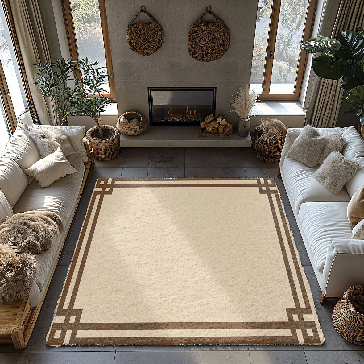 Kaymaz Taban Trend Vintage Yıkanabilir Dijital Baskı Halı