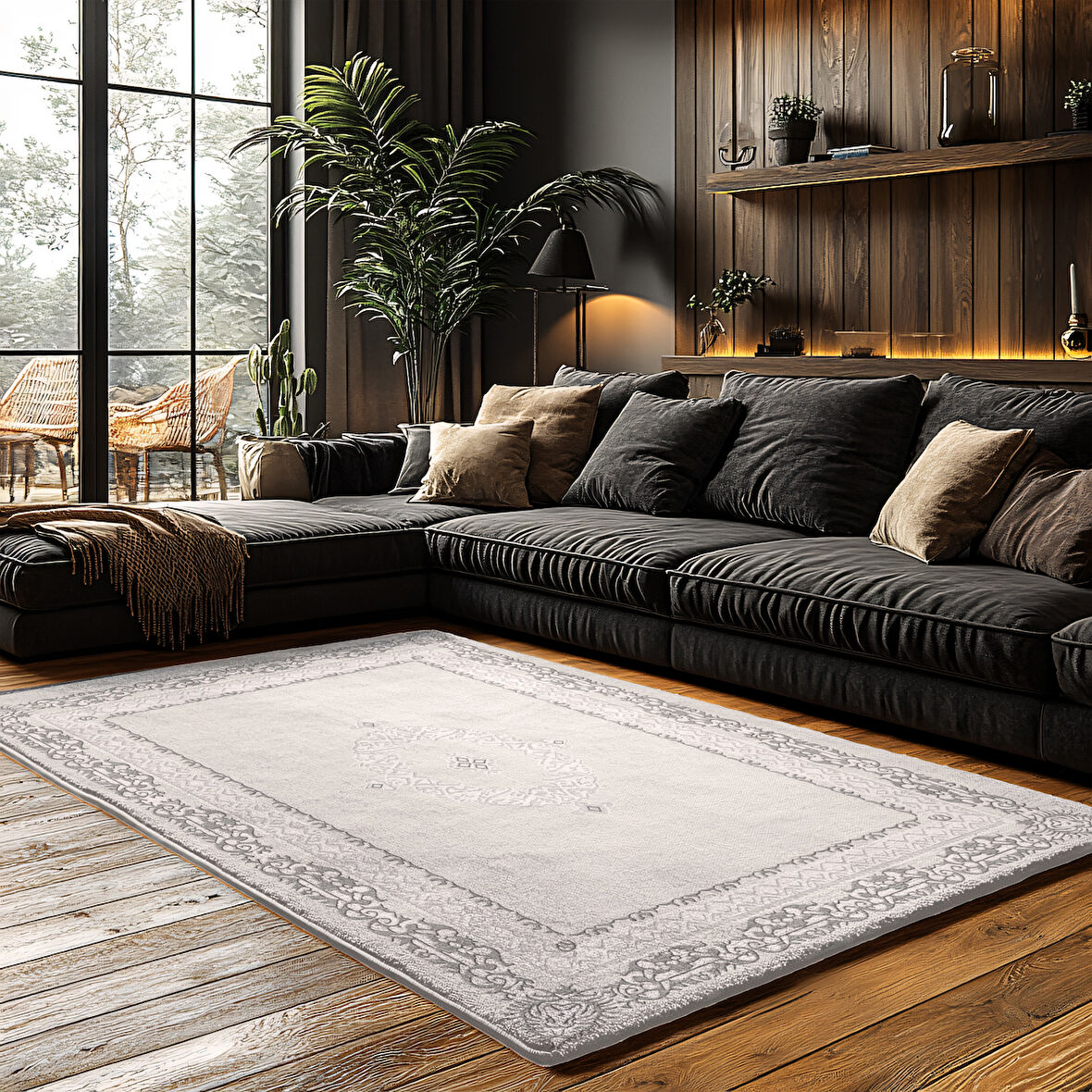 Kaymaz Taban Trend Vintage Yıkanabilir Dijital Baskı Halı