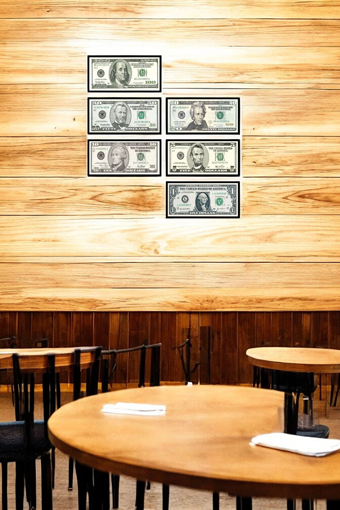 15 Parça (10x20) Çerçeve Görünümlü Mdf Dolar - Euro - Türk Lirası Resimleri Seti - Paraset 4