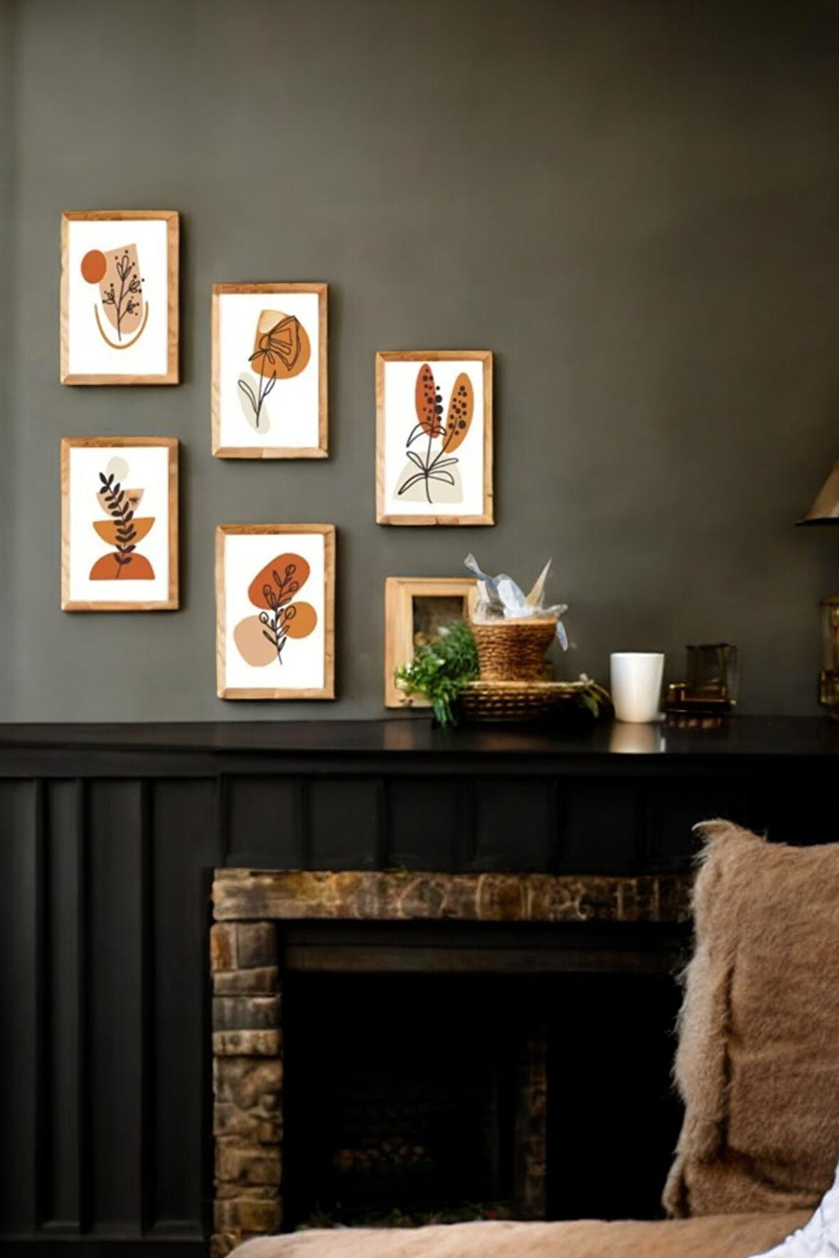 5 Parça (10X15) Uv Baskı Mdf Boho Dizayn Yaprak Tablo Poster Seti - Set-372