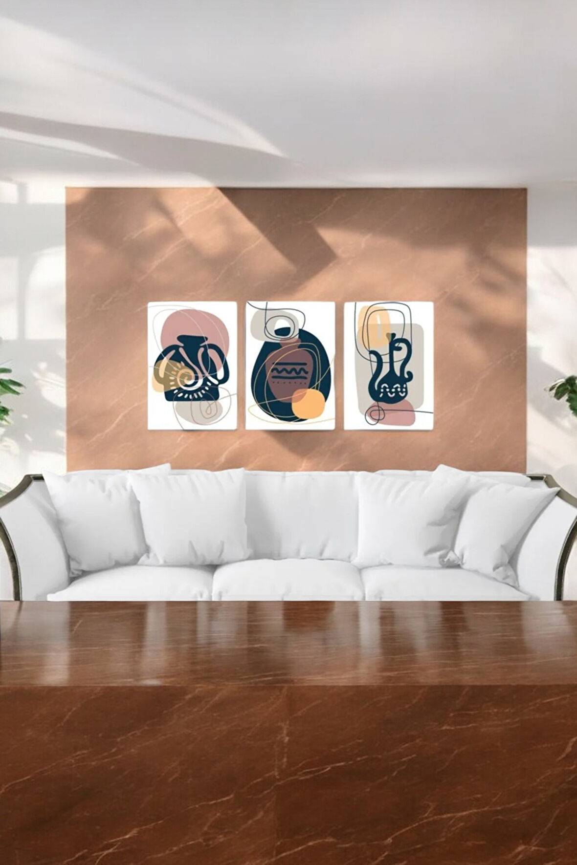 3 Parça (25x40) Büyük Boy Uv Baskı Mdf Antik Küpler Salon Tablo Poster Seti - Set-204