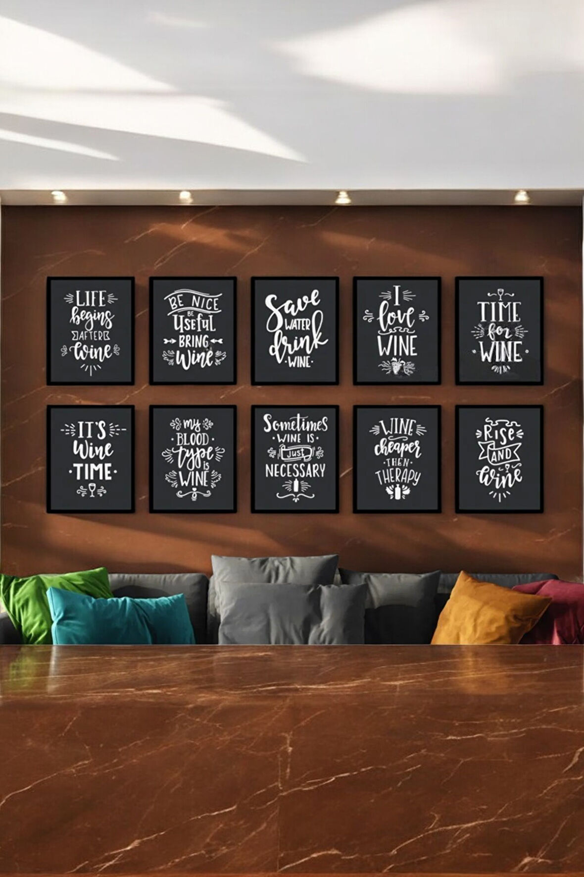 10 Parça (15x20) Uv Baskı Mdf Vine Time Siyah Beyaz Tablo Poster Seti - Set-182