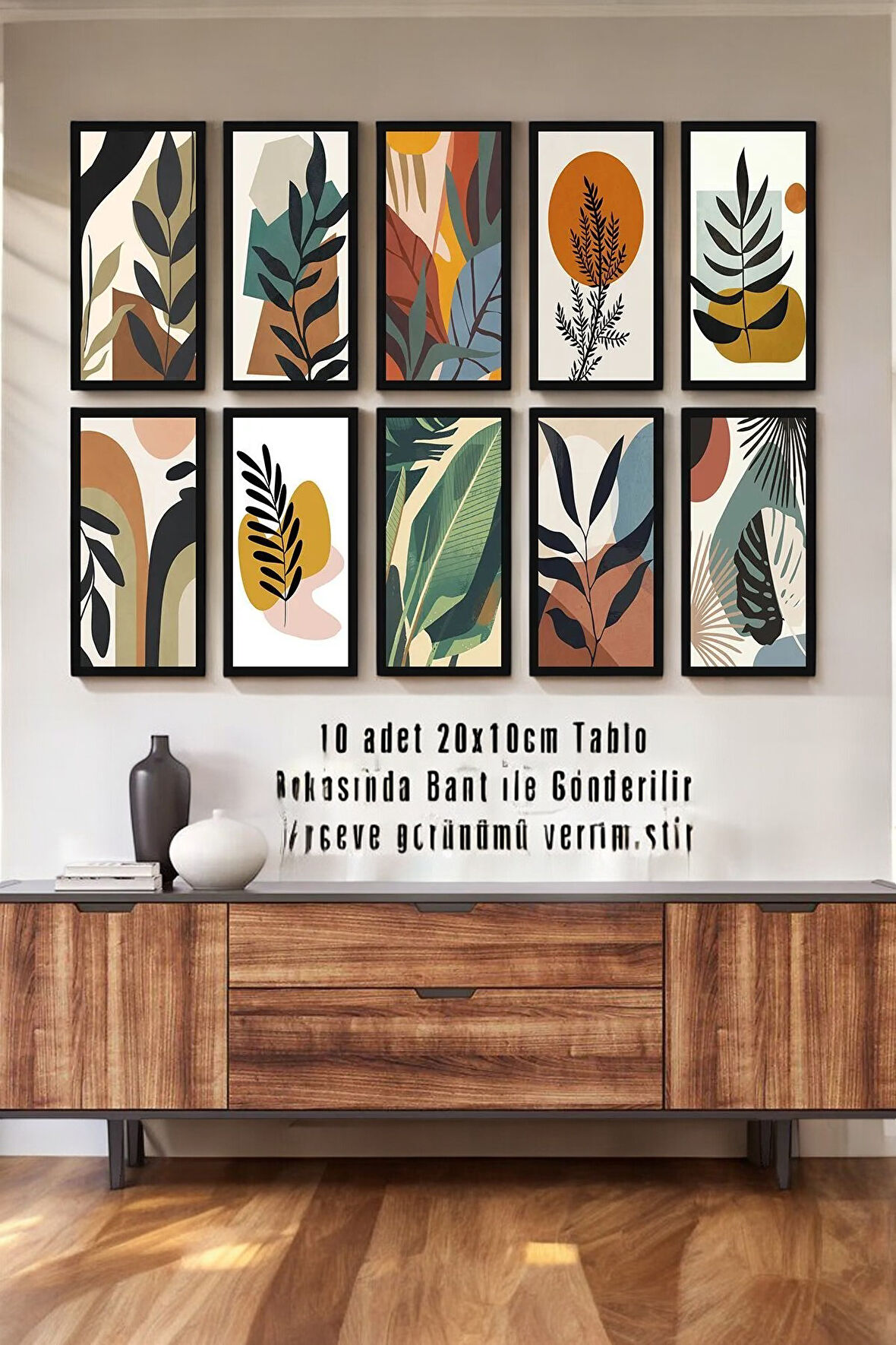 10 Parça (10x20) Uv Baskı Mdf Zeytin Dalı Ve Yapraklar Tablo Poster Seti - Set-128