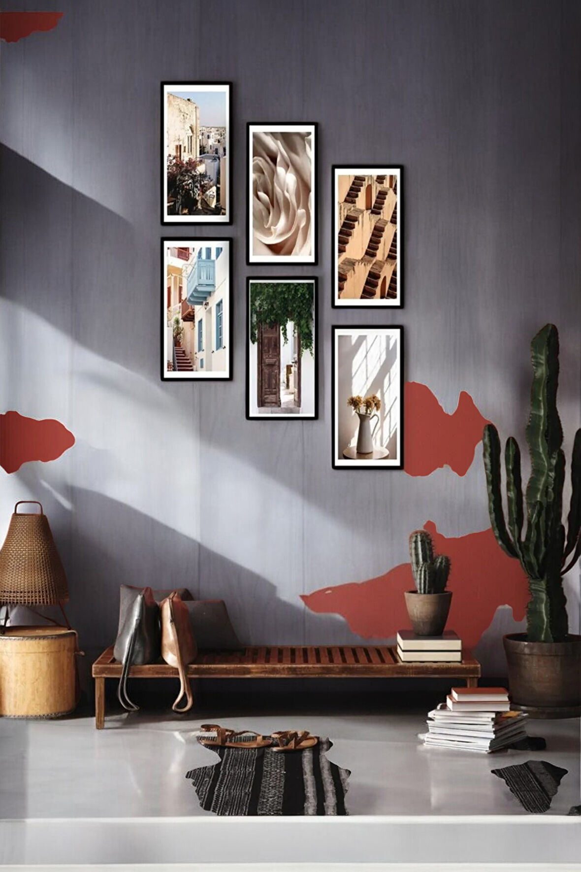 6 Parça (10x20) Uv Baskı Mdf Balkon Ve Merdiven Temalı Salon Tablo Poster Seti - Set-61