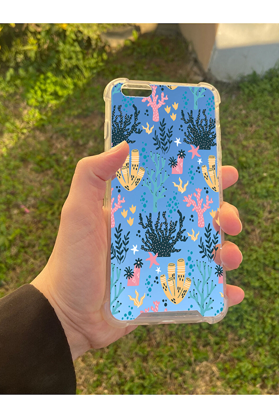 İphone 6 Plus İle Uyumlu Aynalı Renkli Dal Desenli Darbe Kamera Korumalı Silikon Telefon Kılıfı