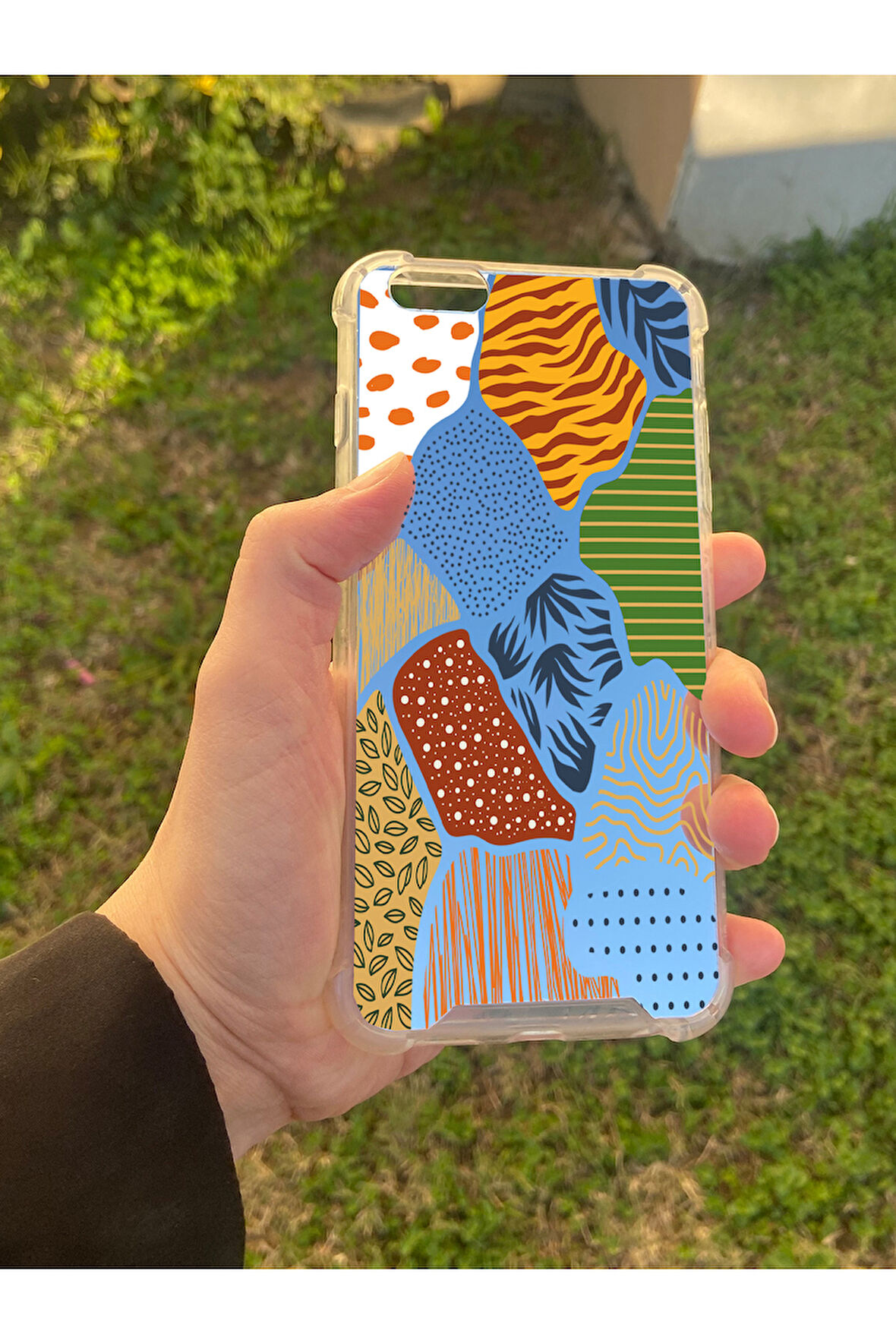 İphone 6 Plus İle Uyumlu Aynalı Karışık Desenli Darbe Kamera Korumalı Silikon Telefon Kılıfı