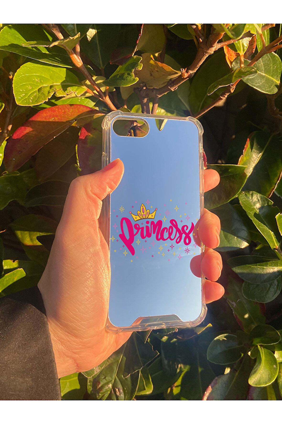İphone SE 2020 İle Uyumlu Uyumlu Aynalı Prenses Desenli Darbe Kamera Korumalı Silikon Telefon Kılıfı