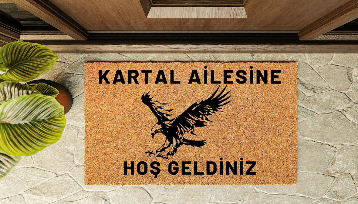 Kapı Önü Paspası Kişiye Özel Yazı Yazılır Koko Model Kartal Aile PK-1559