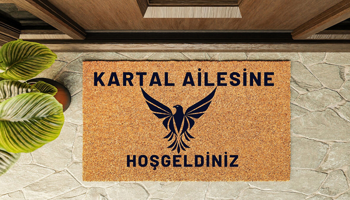 Kapı Önü Paspası Kişiye Özel Yazı Yazılır Koko Model Kartal Ailesi PK-1560