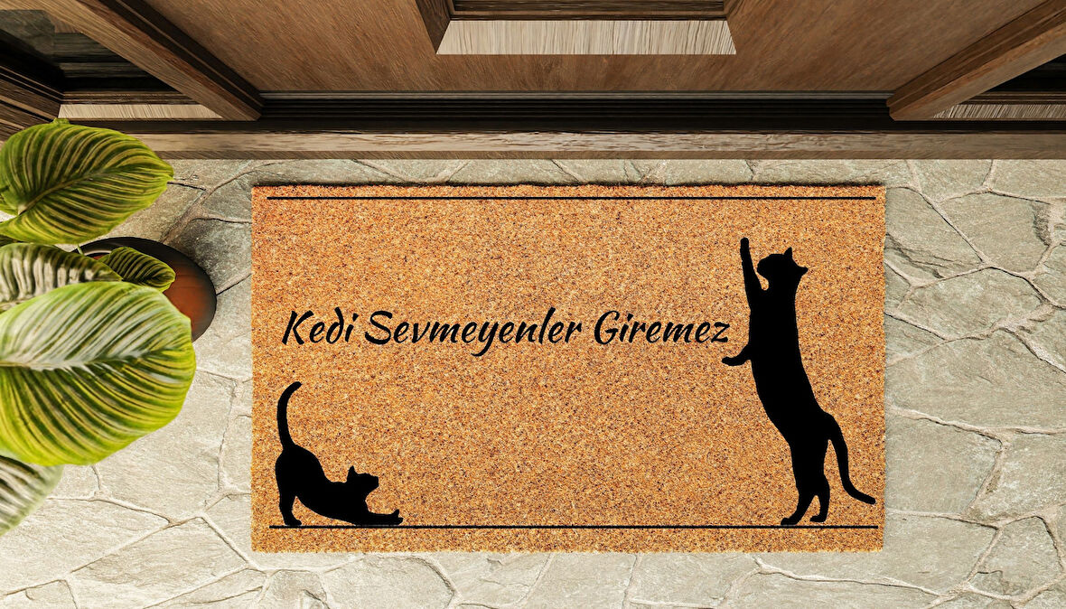 Kapı Önü Paspası Özel Tasarım Koko Model Kedi Sevmeyen Giremez PK-1565