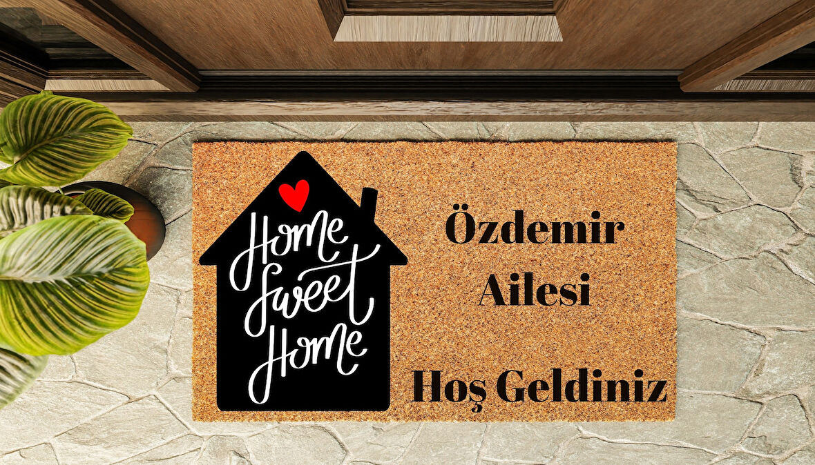 Kapı Önü Paspası Kişiye Özel Yazı Yazılır Koko Model Home Sweet Home PK-1574