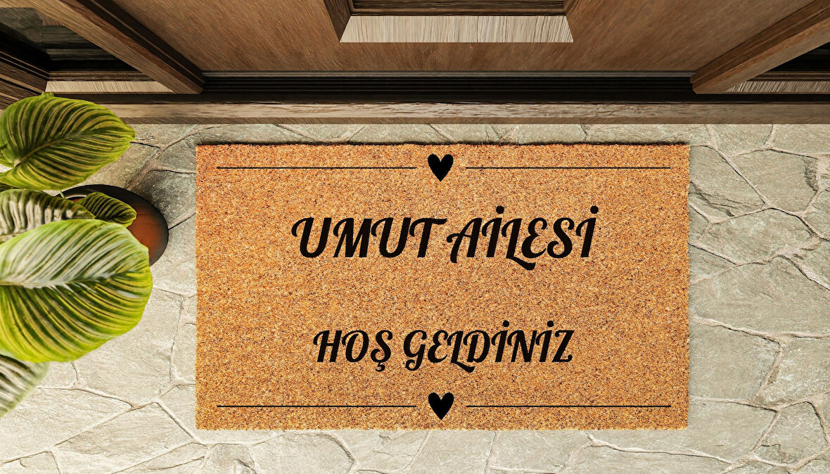 Kapı Önü Paspası Kişiye Özel Yazı Yazılır Koko Model Kalp Şerit PK-1591