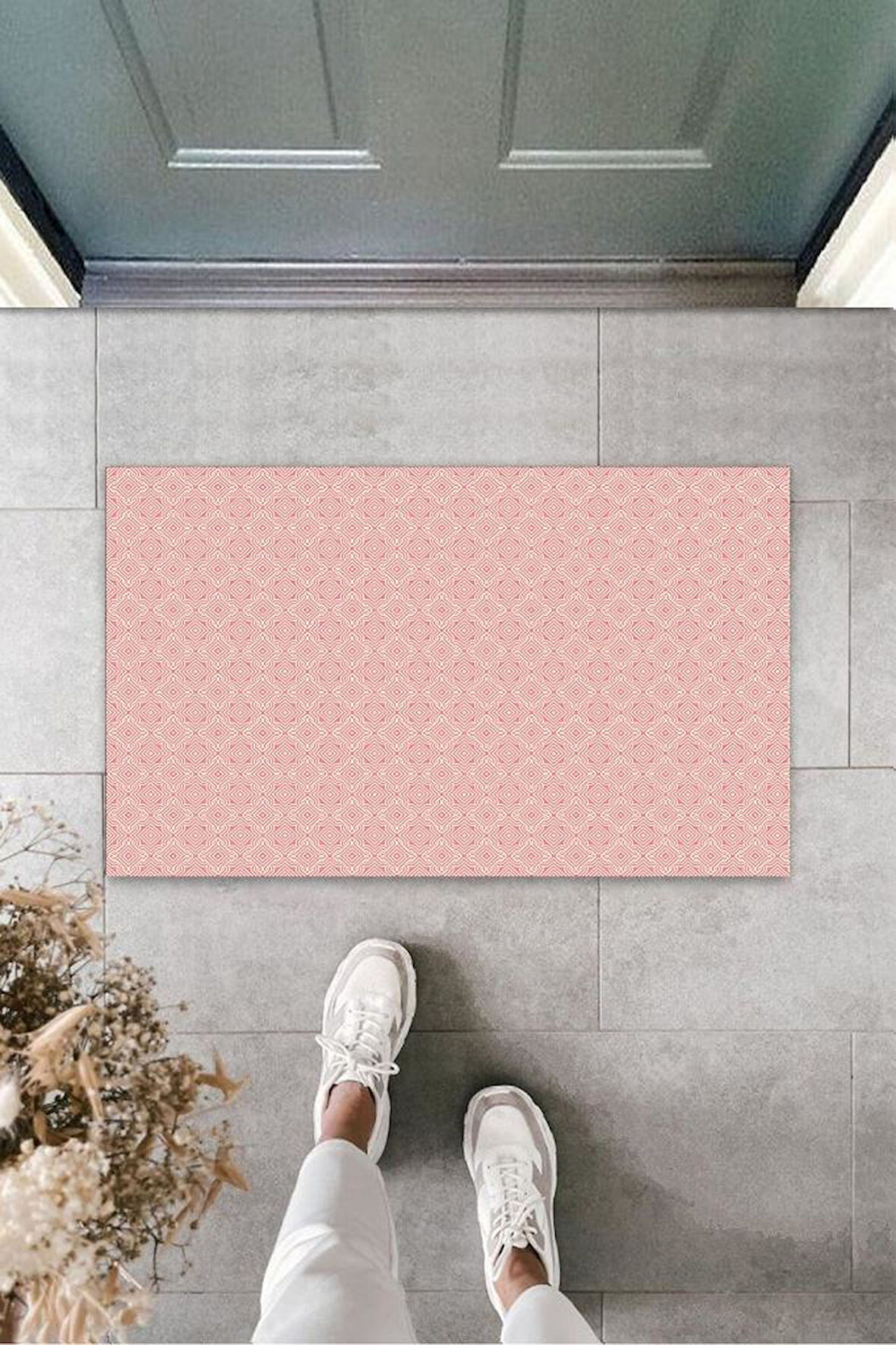 Pempe Kapı Önü Paspası Kare Motif Desen  K-3210