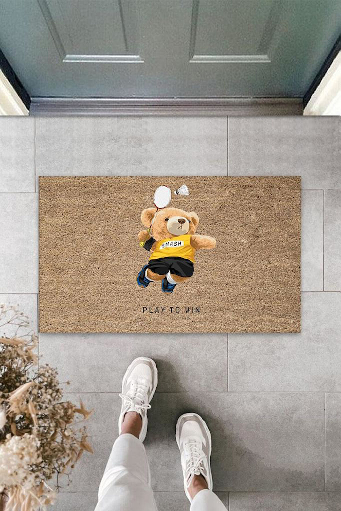 Bej Kapı Önü Paspası Play To Win Desen  K-3359