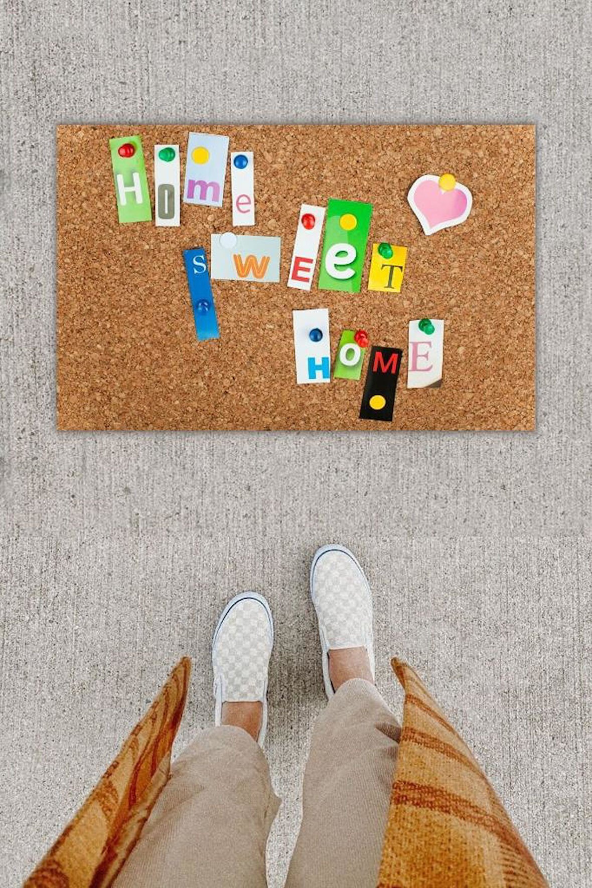 Dijital Baskı Dekoratif Home Sweet Home Çok Renkli Kapı Önü Paspası K-1230