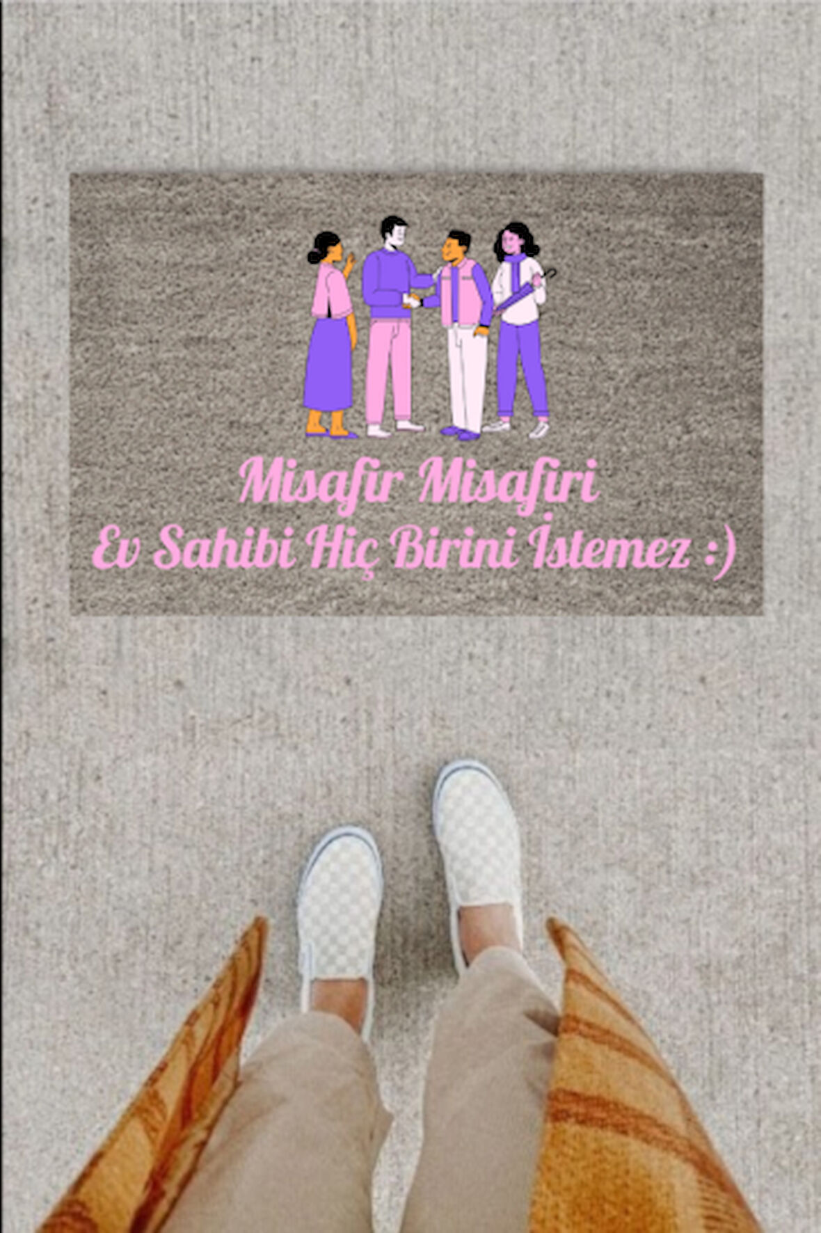 Kapı Önü Paspası Dekoratif Dijital Baskı Misafir P-2349