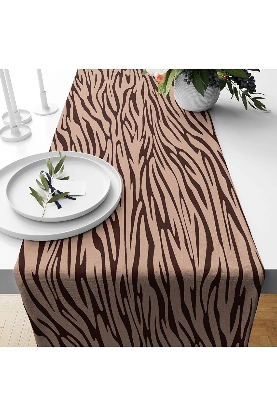 Runner 140*40 cm Dijital Baskı Desenli Süet Dokuma 06