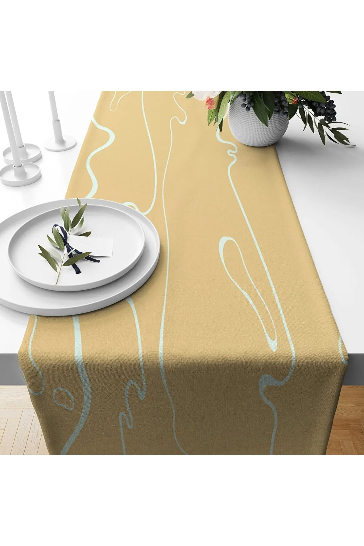 Runner 140*40 Cm Dijital Baskı Desenli Süet Dokuma 11