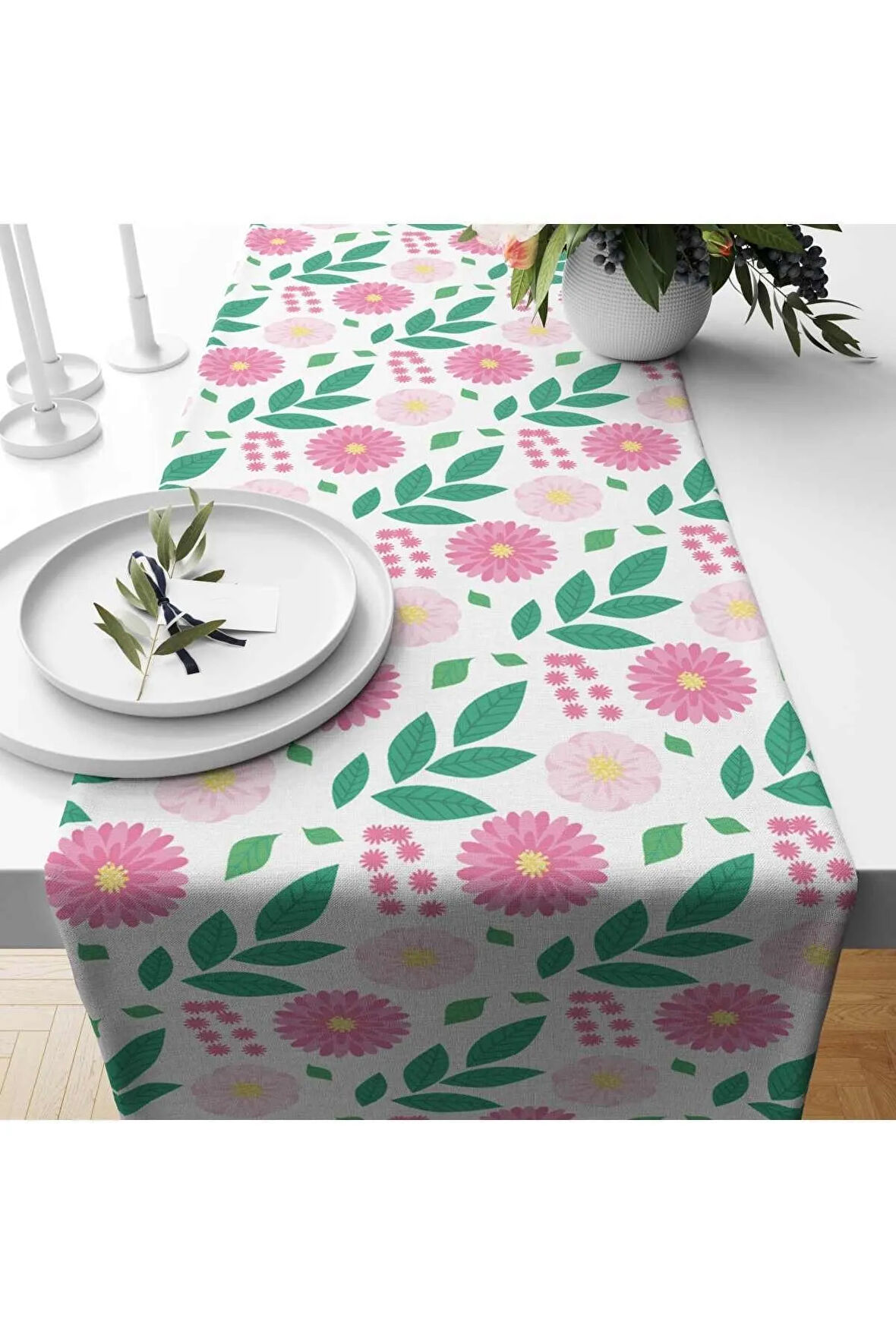 Runner & Amerikan Servis 140*40 Cm Dijital Baskı Desenli Süet Dokuma 04
