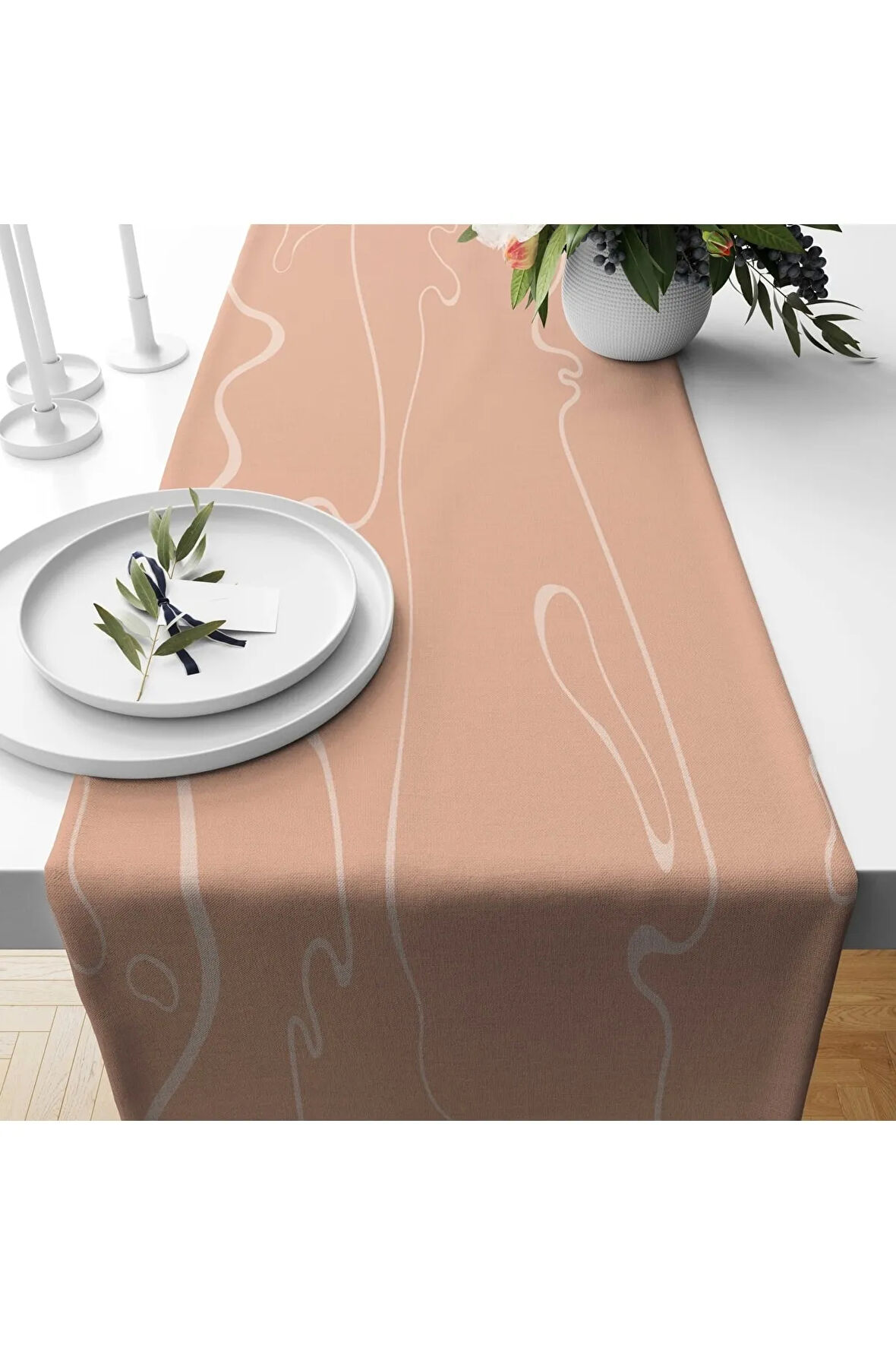 Runner & Amerikan Servis 140*40 Cm Dijital Baskı Desenli Süet Dokuma 08
