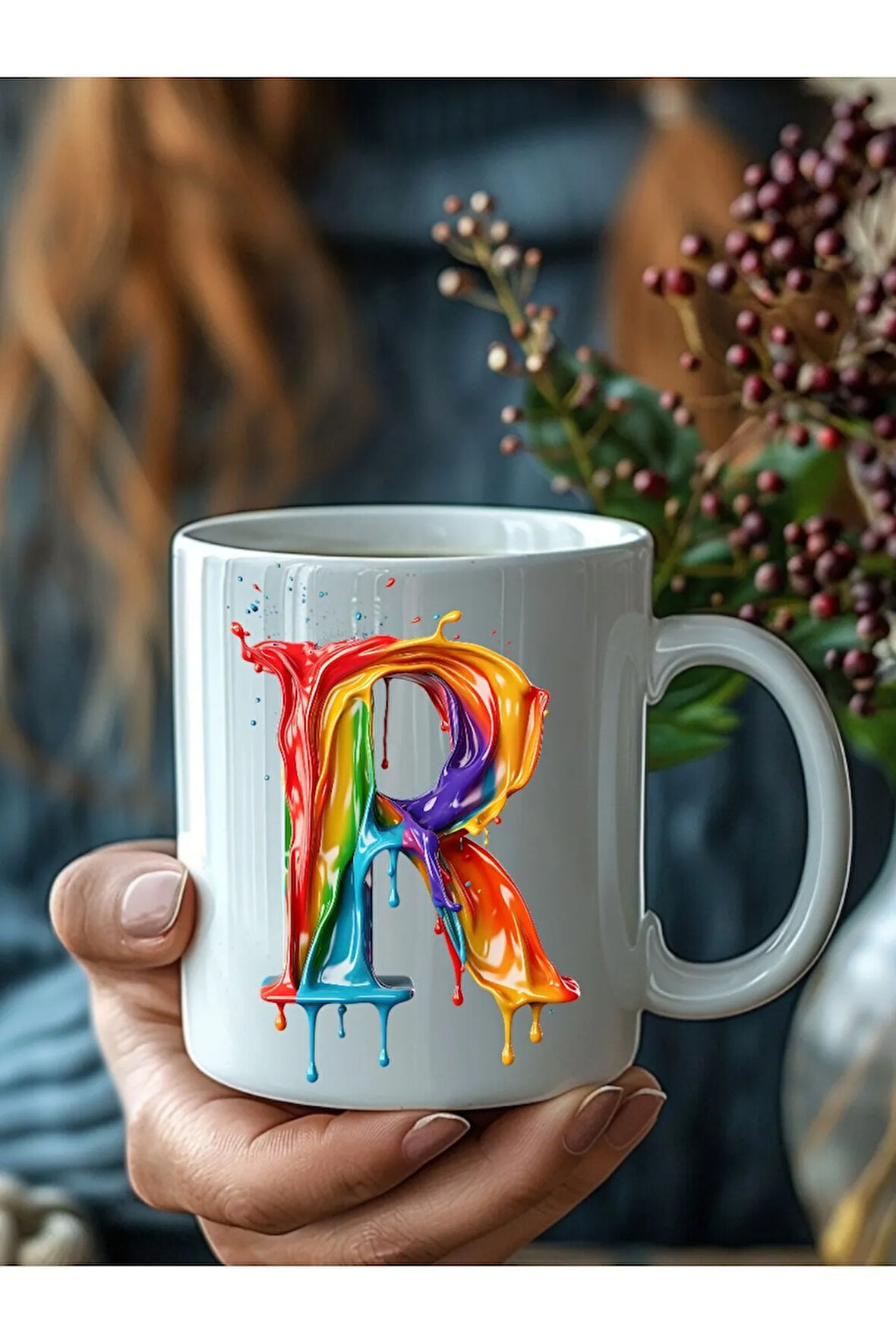 Akmış Boya Şeklinde Harf 3 Boyutlu Tasarım Seramik Kupa Mug - Hediyelik Kupa