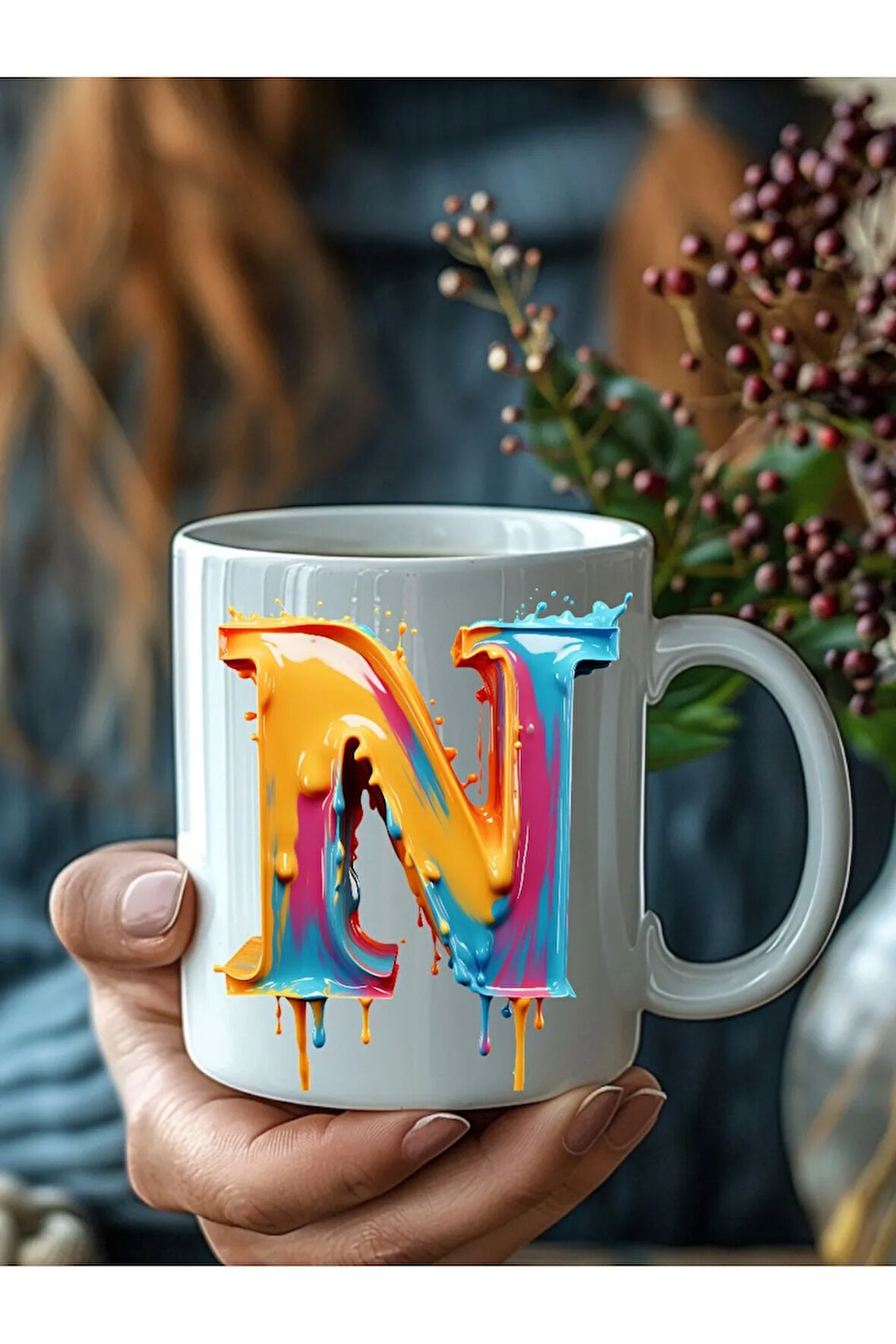 Akmış Boya Şeklinde Harf 3 Boyutlu Tasarım Seramik Kupa Mug - Hediyelik Kupa