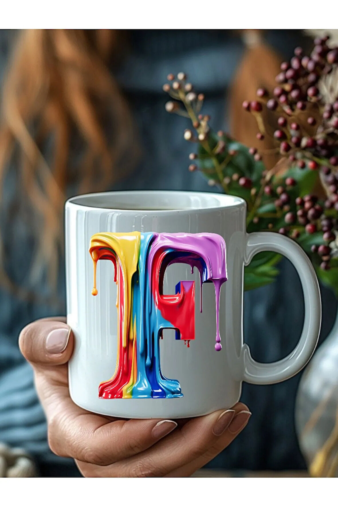 Akmış Boya Şeklinde Harf 3 Boyutlu Tasarım Seramik Kupa Mug - Hediyelik Kupa