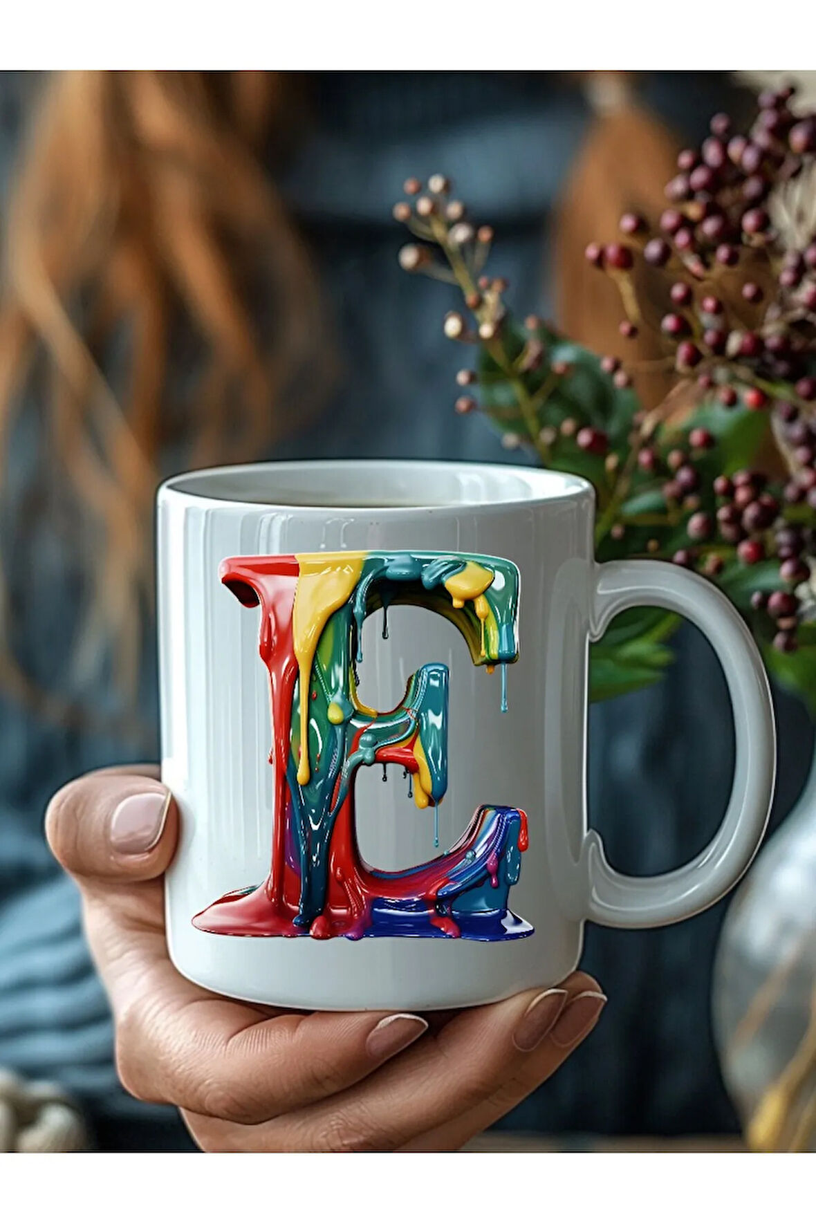 Akmış Boya Şeklinde Harf 3 Boyutlu Tasarım Seramik Kupa Mug - Hediyelik Kupa