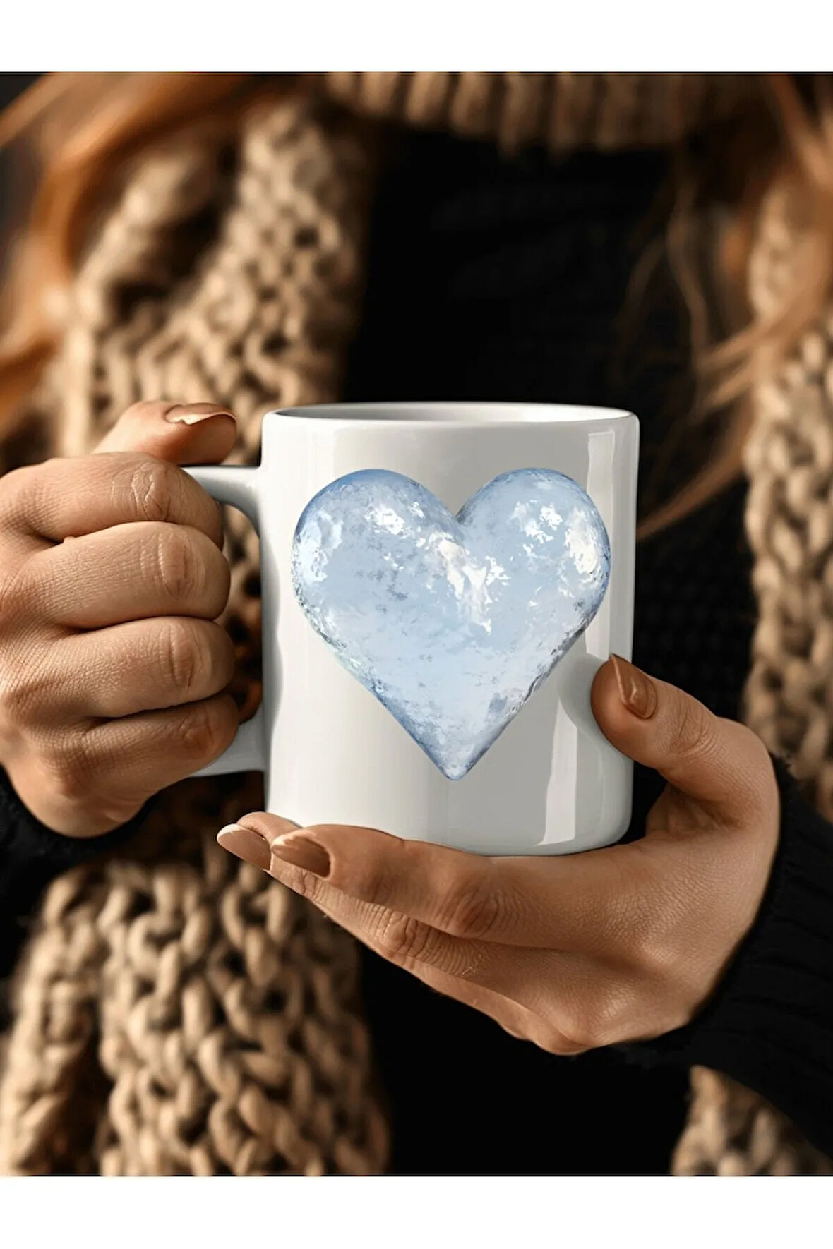 Kırık Kalp , Taş Kalpli Şekillerinde 3 Boyutlu Tasarım Seramik Kupa Mug - Hediyelik Kupa