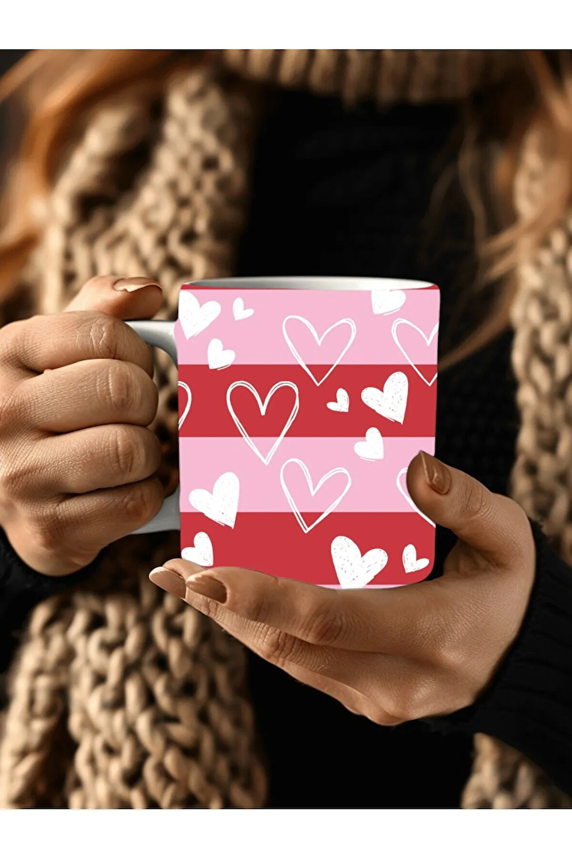 Kalp Şeklinde 3 Boyutlu Tasarım Seramik Kupa Mug - Hediyelik Kupa Bardak